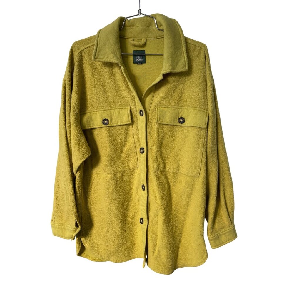 Wild Fable Oversized Shacket Size Small Brushed Fleece Button Up Green Relaxed - Picture 3 of 8